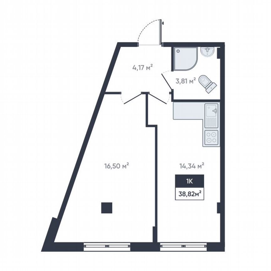 1-к. квартира, 39,1 м², 1/18 эт.
