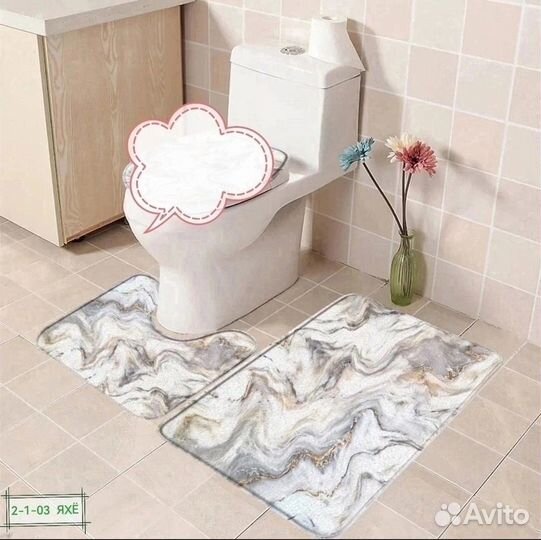 Набор коврик для ванной туалета