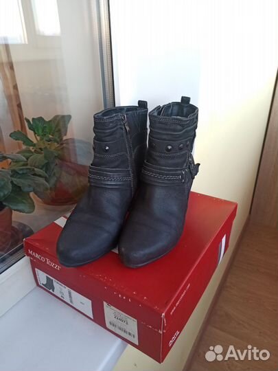 Полусапоги женские чёрные Marco Tozzi, размер 40