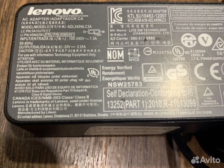 Блок питания оригинал lenovo 20v 2.25a 45w