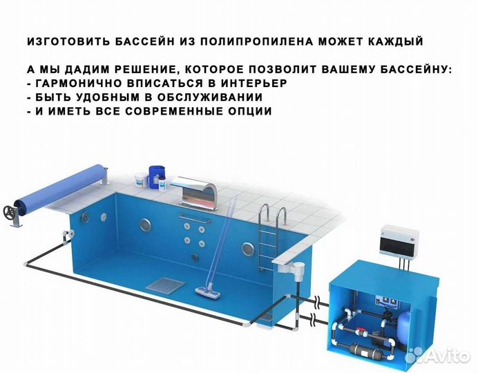 Чаша для бассейна из полипропилена 7х3