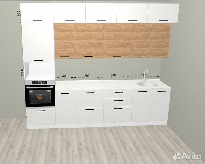 Кухня в потолок с доводчиками