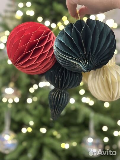 Бумажные елочные игрушки на магните