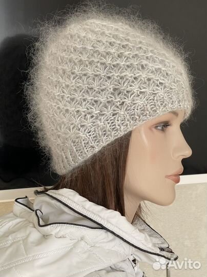 Шапки пуховые вязаные Ручная работа