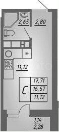 Квартира-студия, 17,7 м², 3/10 эт.