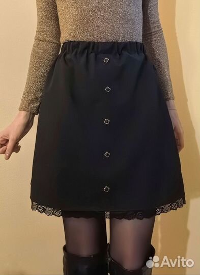 Юбка мини, трапеция, на резинки. Размер 42-46