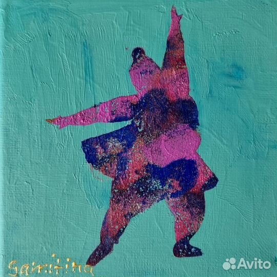 Картина на холсте балерина поп-арт 15/15 см