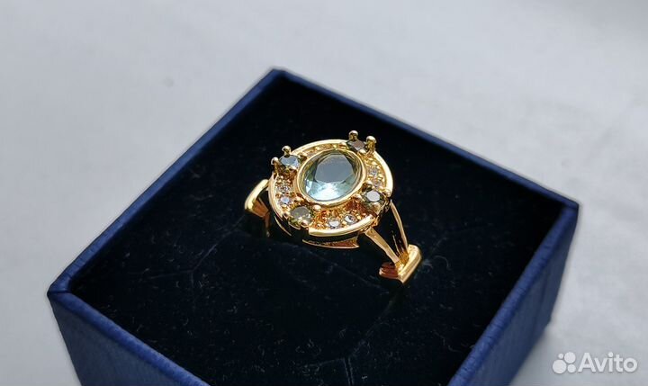 Кольцо женское аквамарин золото 18 карат