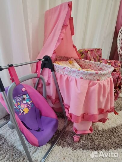 Люлька с балдахином + качелька+ гладилка с утюгом