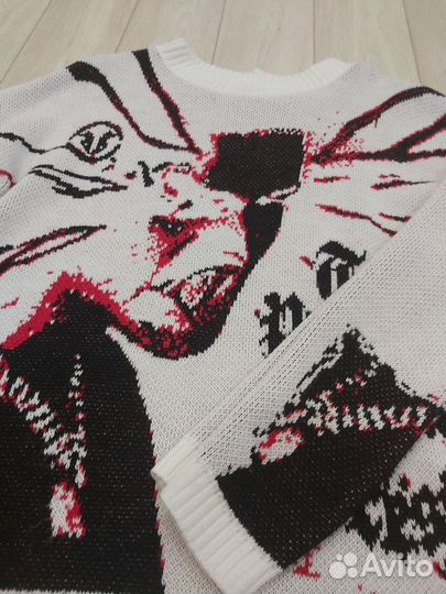 Свитер оверсайз с принтом аниме