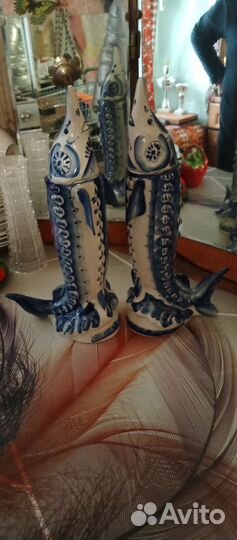 Штоф Гжель 1л (Осётр с наполнением)