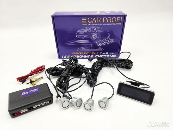 Парктроник 4 датчика с LCD дисплеем серебро