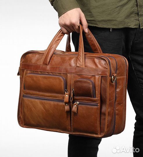 Мужская кожаная сумка вместительная