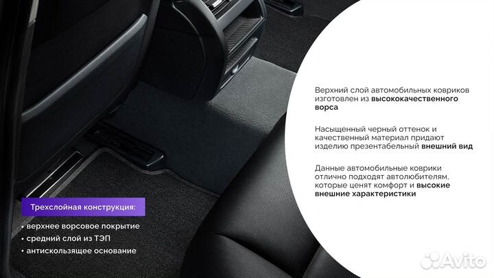 Ворсовые коврики для BMW 7 Ser G-12 VI 4WD 2015-н