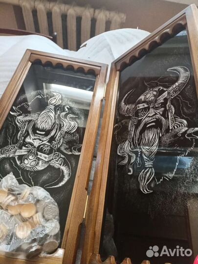 Нарды ручной работы со стеклом