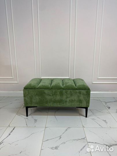 Банкетка Гиффа-Лофт с местом для хранения, зеленая