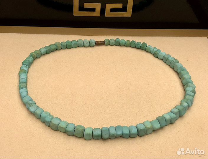 Бусы антикварная бирюза пресс