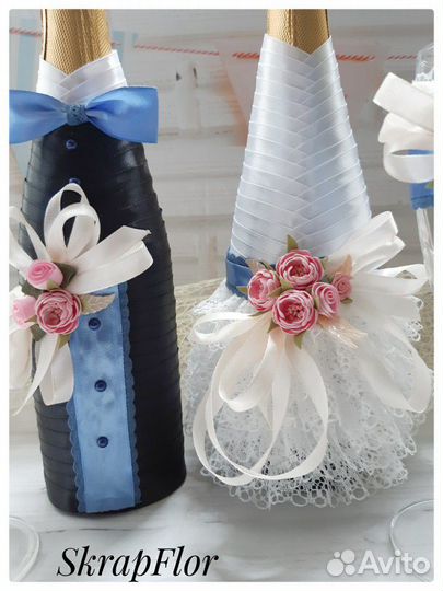 Свадебные бутылки и бокалы