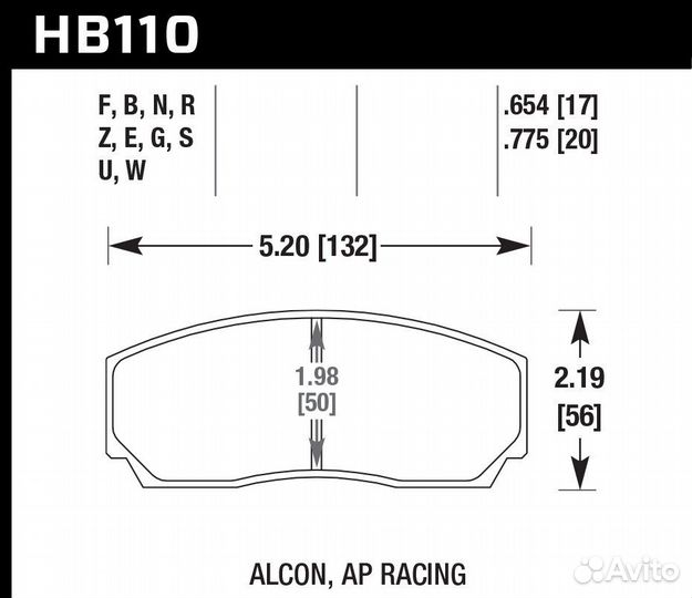 Колодки тормозные HB110Q.654 hawk DTC-80; AP Racin