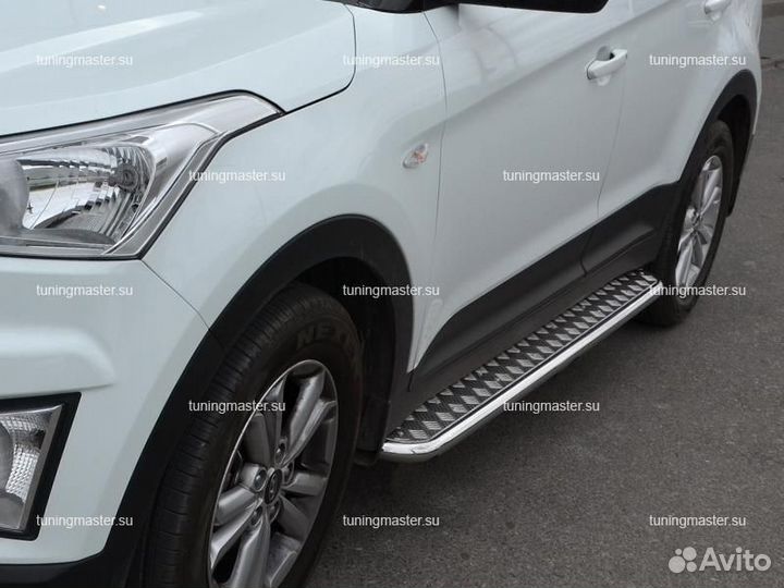 Боковые пороги Hyundai Creta труба с проступями