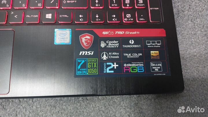 Игровой ноутбук MSI, i7, 1050ti, 16Gb