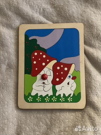 Деревянный пазл мухоморы