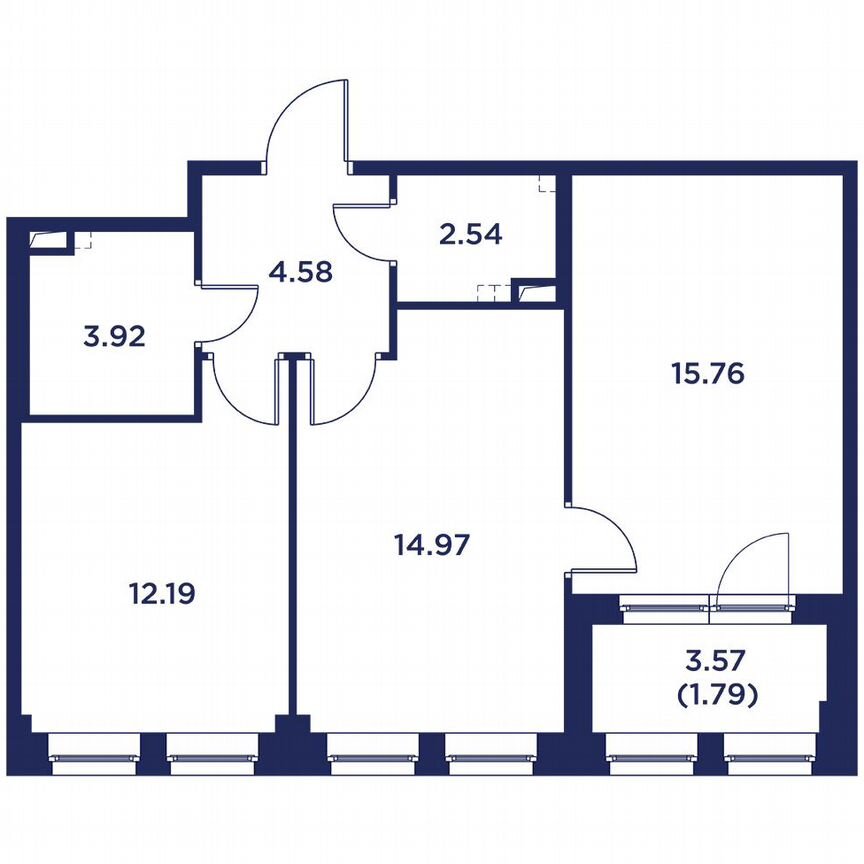 2-к. квартира, 54 м², 1/5 эт.