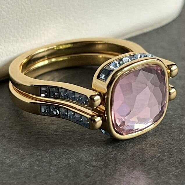 Роскошное двустороннее кольцо "Swarovski"