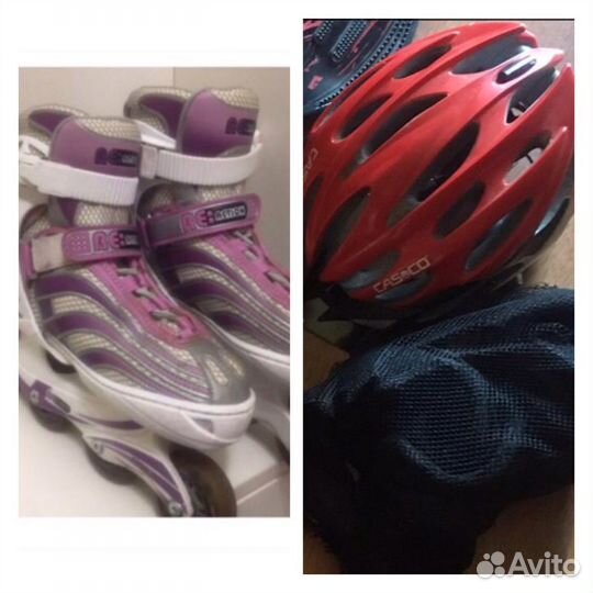 Ролики, шлем с защитными наколенниками