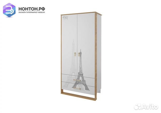 Шкаф двухдверный Сити бело-серый / дуб небраска