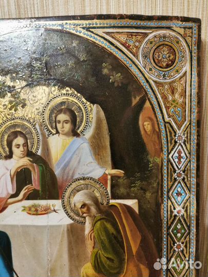 Старинная икона Святой Троицы 44х37,5