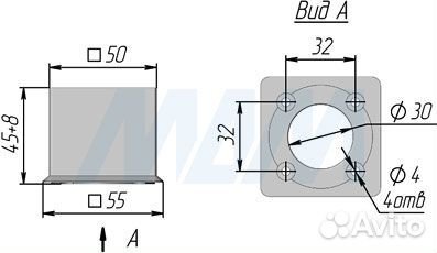 Опора декоративная ADJ2.045.GR H45+8мм графит