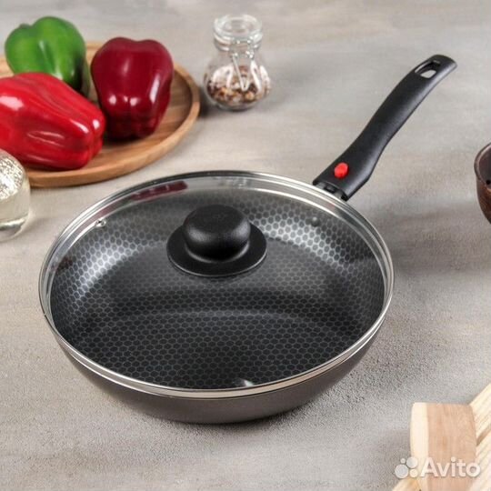 Сковорода Discovery, d24 см, стеклянная крышка, съ