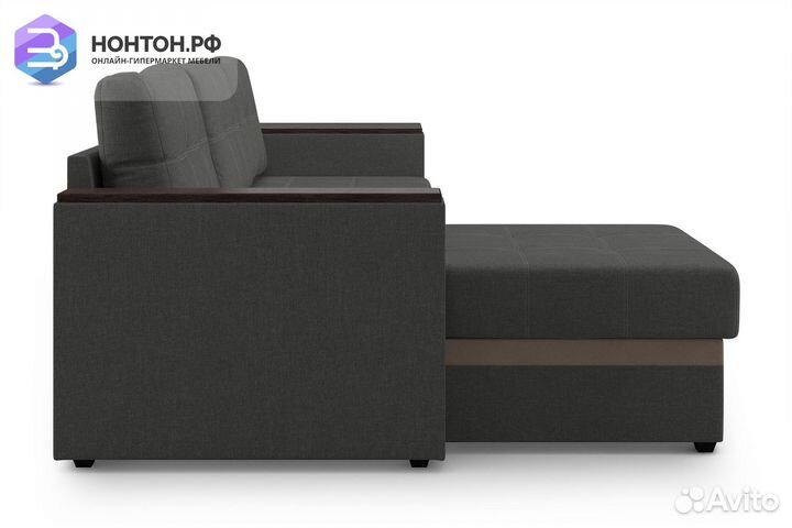 Диван угловой дельфин Атланта серый / коричневый