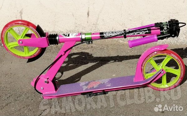 Самокат с ручным тормозом Prime Super 200 розовый
