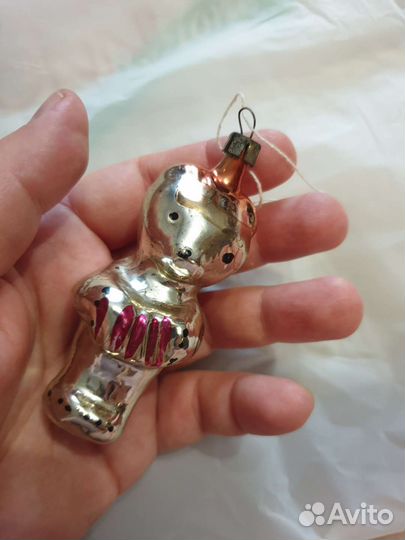 Елочная игрушка ссср, мишка с гармошкой