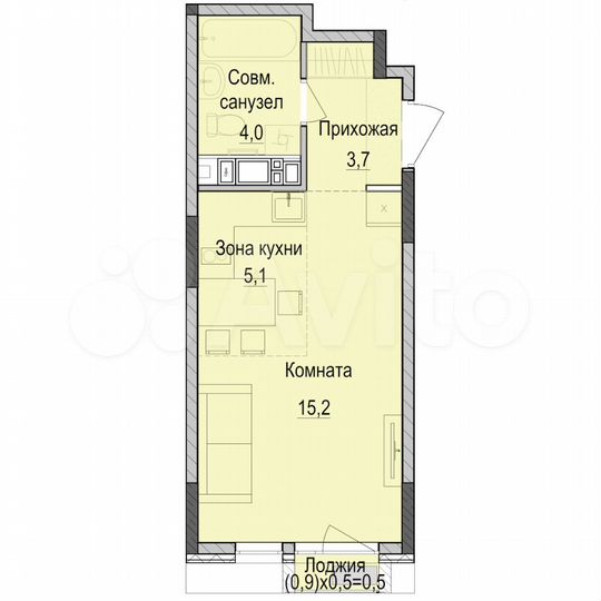 Квартира-студия, 28,5 м², 13/18 эт.