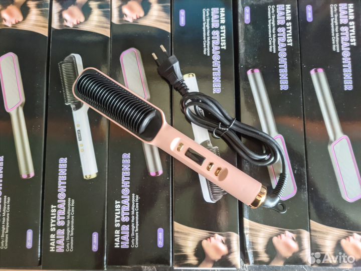 Расческа выпрямитель для волос утюжок с экраном