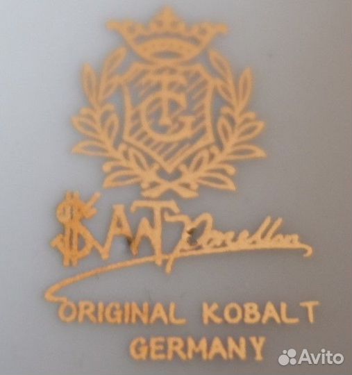 Фарфоровый салатник кобальт Мейсенский букет