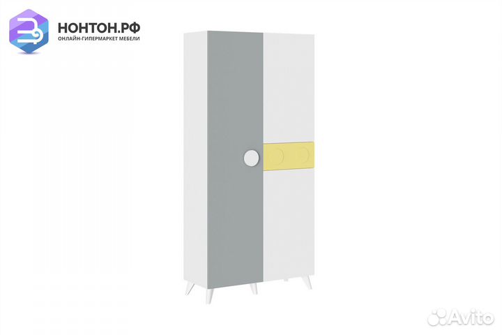 Шкаф двухдверный Кубо белый гладкий / грин грей со