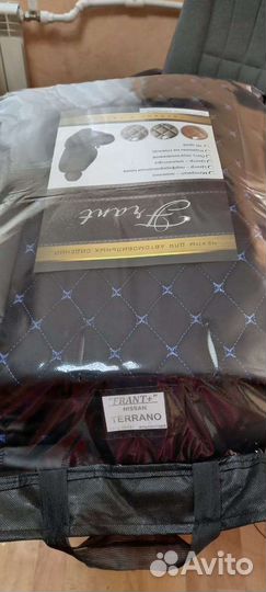 Чехлы nissan terrano чёрная алькантара с синем