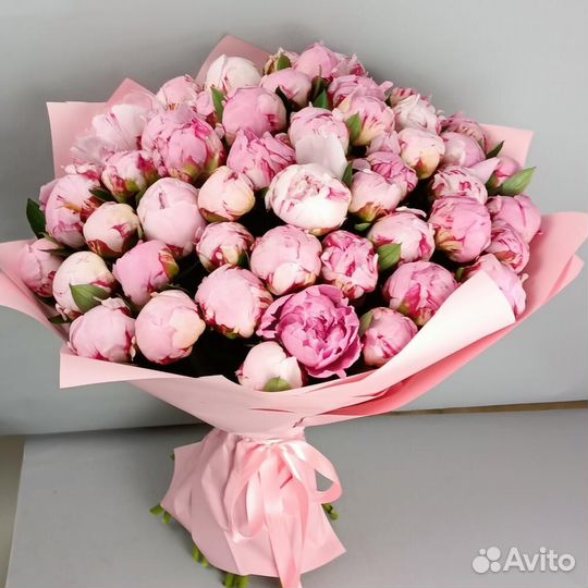 Букет 51 нежно-розовый Пион