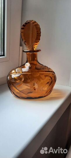 Марганцевое стекло хрусталь СССР графин и 4 бокала