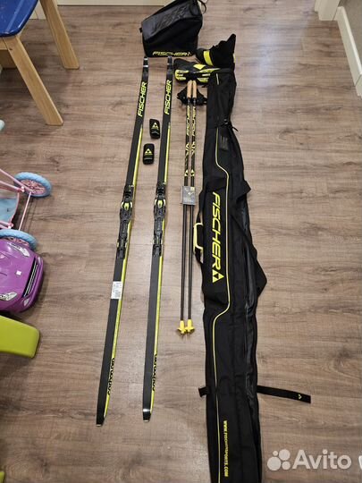 Комплект Лыжи беговые fisher twin skin carbon pro