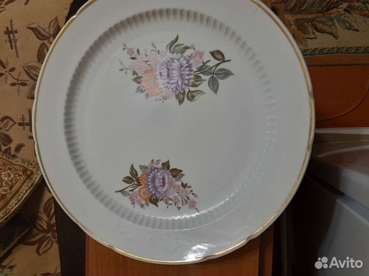 Блюдо большое d35 круглое фарфор СССР