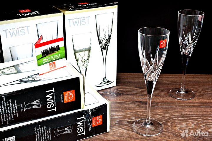 Фужеры высокие для шампанского twist Италия