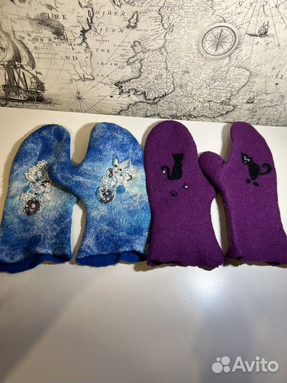 Варежки валяные