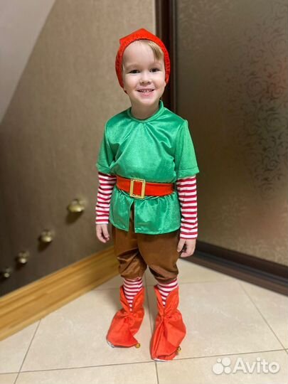 Новогодний костюм гнома для мальчика 104 110