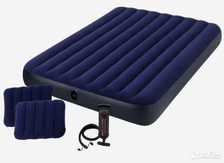 Надувной матрас 152х203х25см,насос, intex 64765