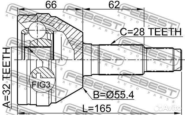 Шрус наружный 32x55.4x28